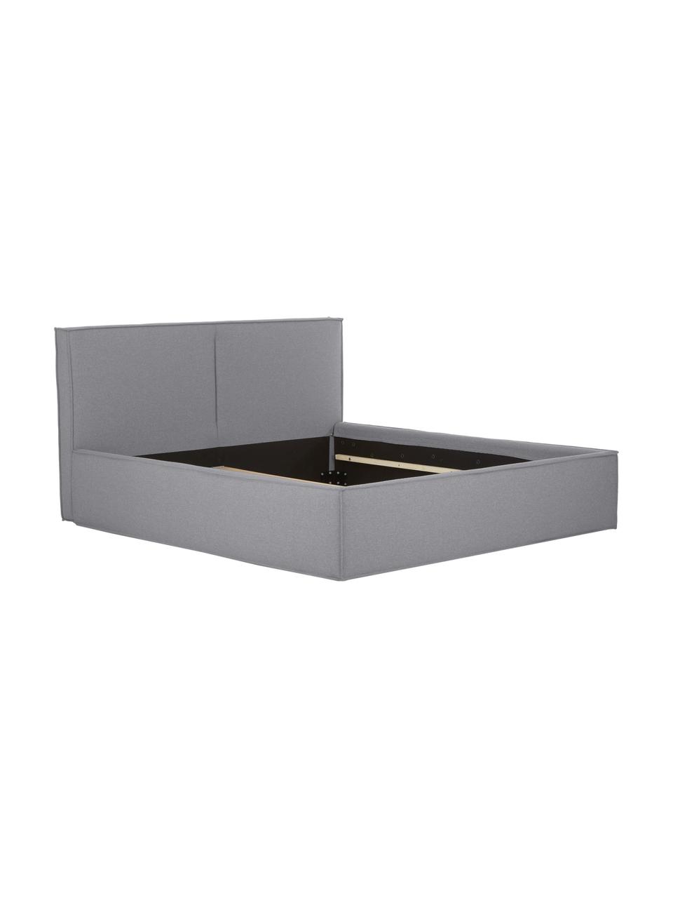Cama tapizada Dream, Tapizado: poliéster (texturizado) A, Estructura: madera de pino maciza con, Tejido gris oscuro, An 200 x L 200 cm