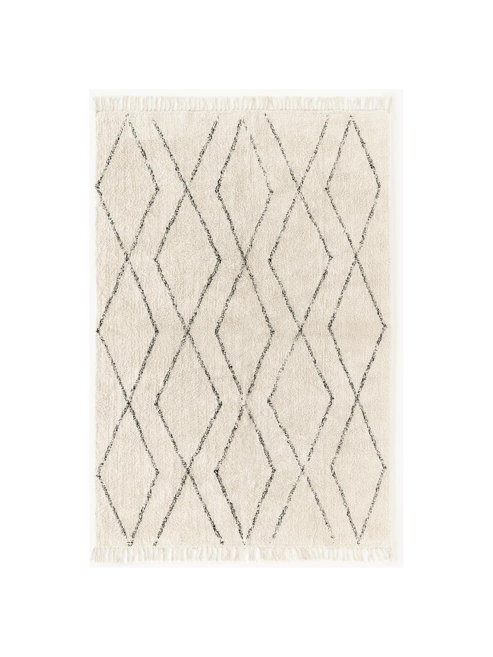 Tapis d'entrée en coton à franges, tufté main Bina, 100 % coton

Le matériau est certifié STANDARD 100 OEKO-TEX®, 21.HIN.90042, HOHENSTEIN HTTI, Beige, noir, larg. 80 x long. 150 cm (taille XS)