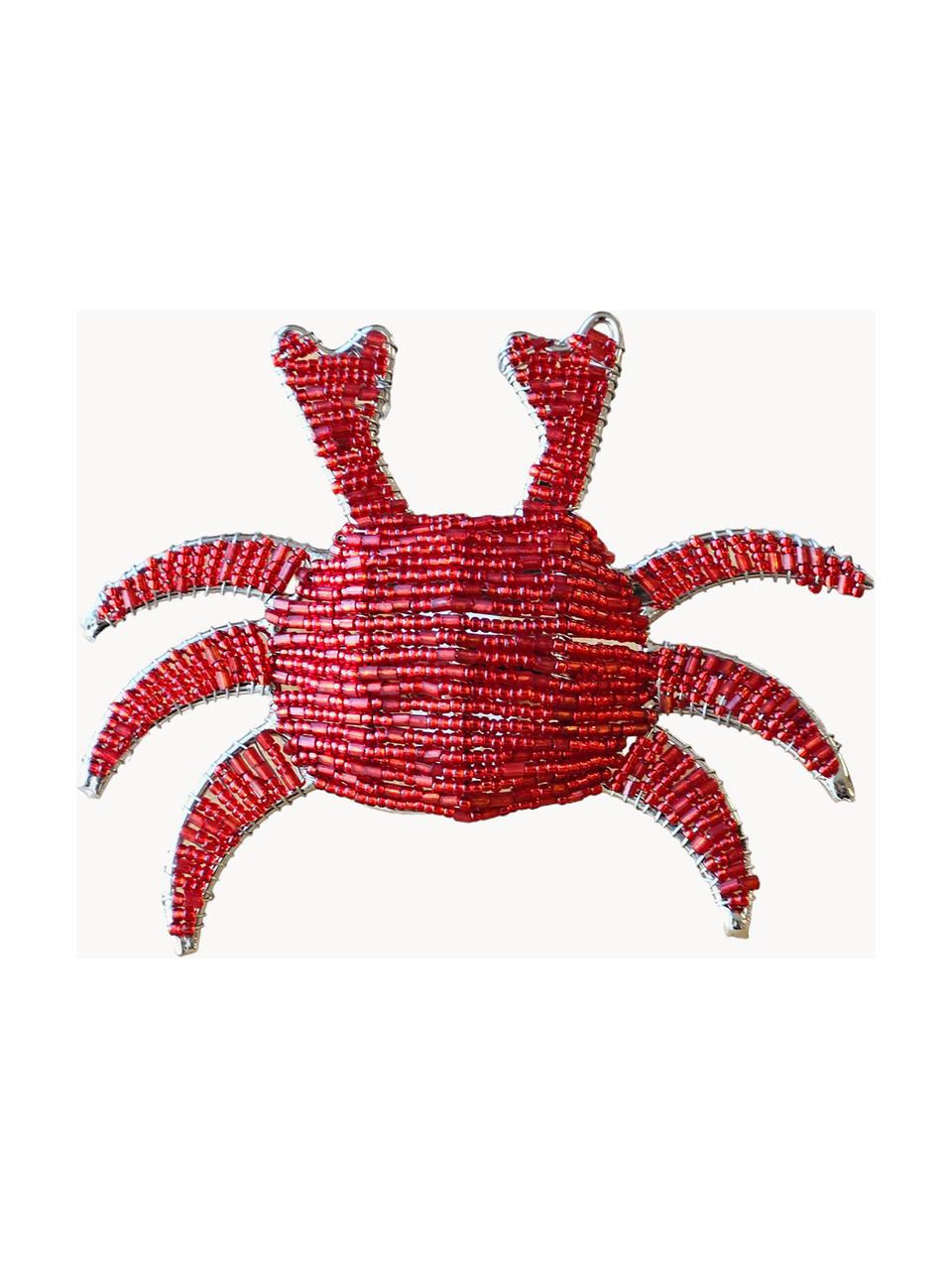 Glasperlen-Serviettenringe Crab, 2 Stück, Glasperlen, Metall, beschichtet, Rot, B 12 x H 7 cm