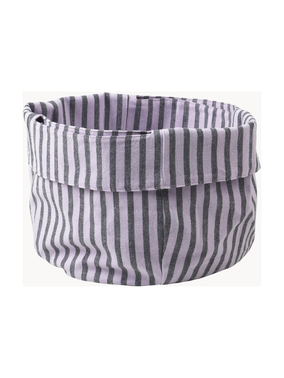 Bolsa del pan a rayas de algodón Strips, 100% algodón, Gris, lila, Ø 22 x Al 22 cm