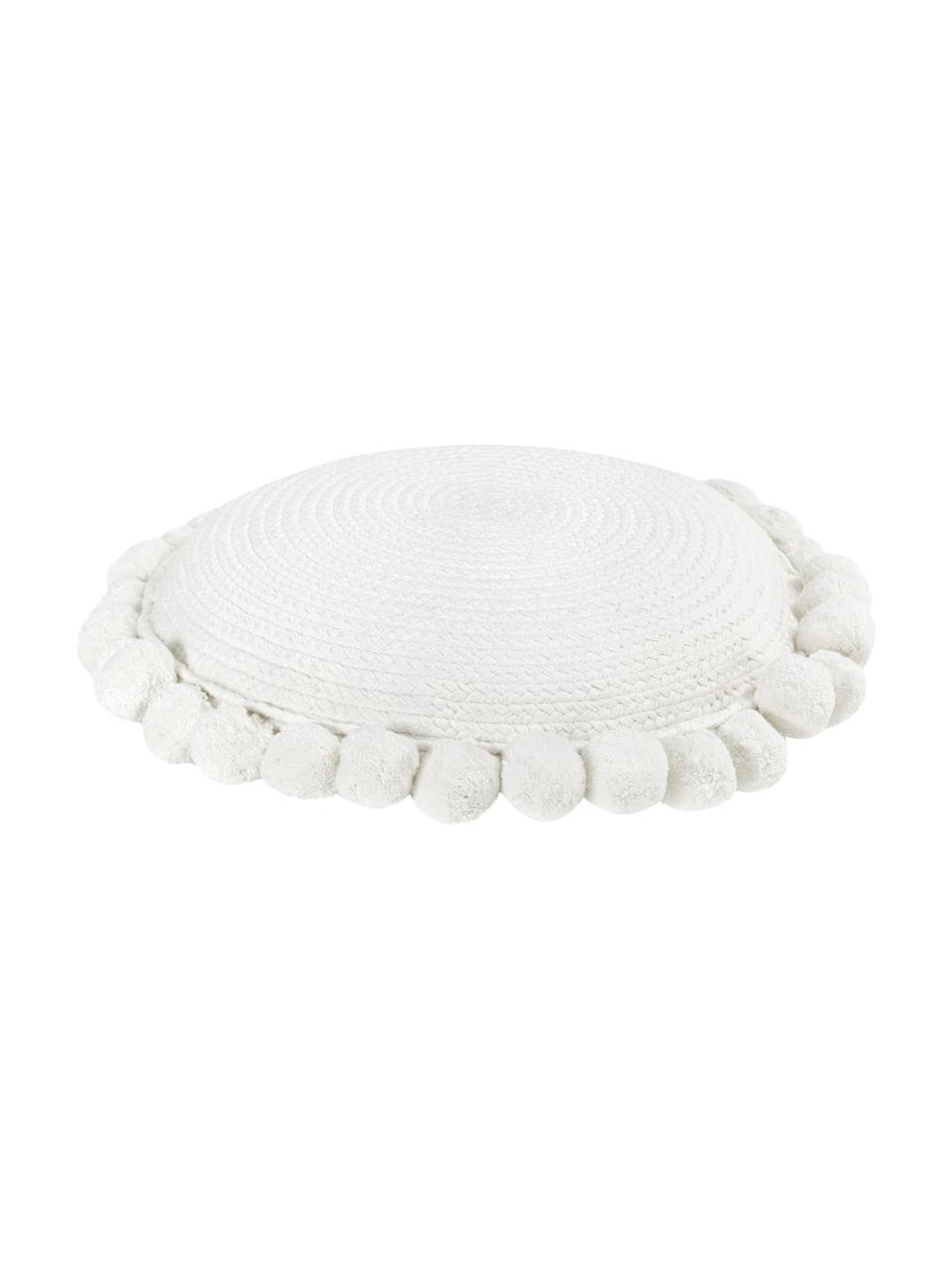 Dekokissen Deva mit Pompoms, mit Inlett, Weiß, Ø 40 cm