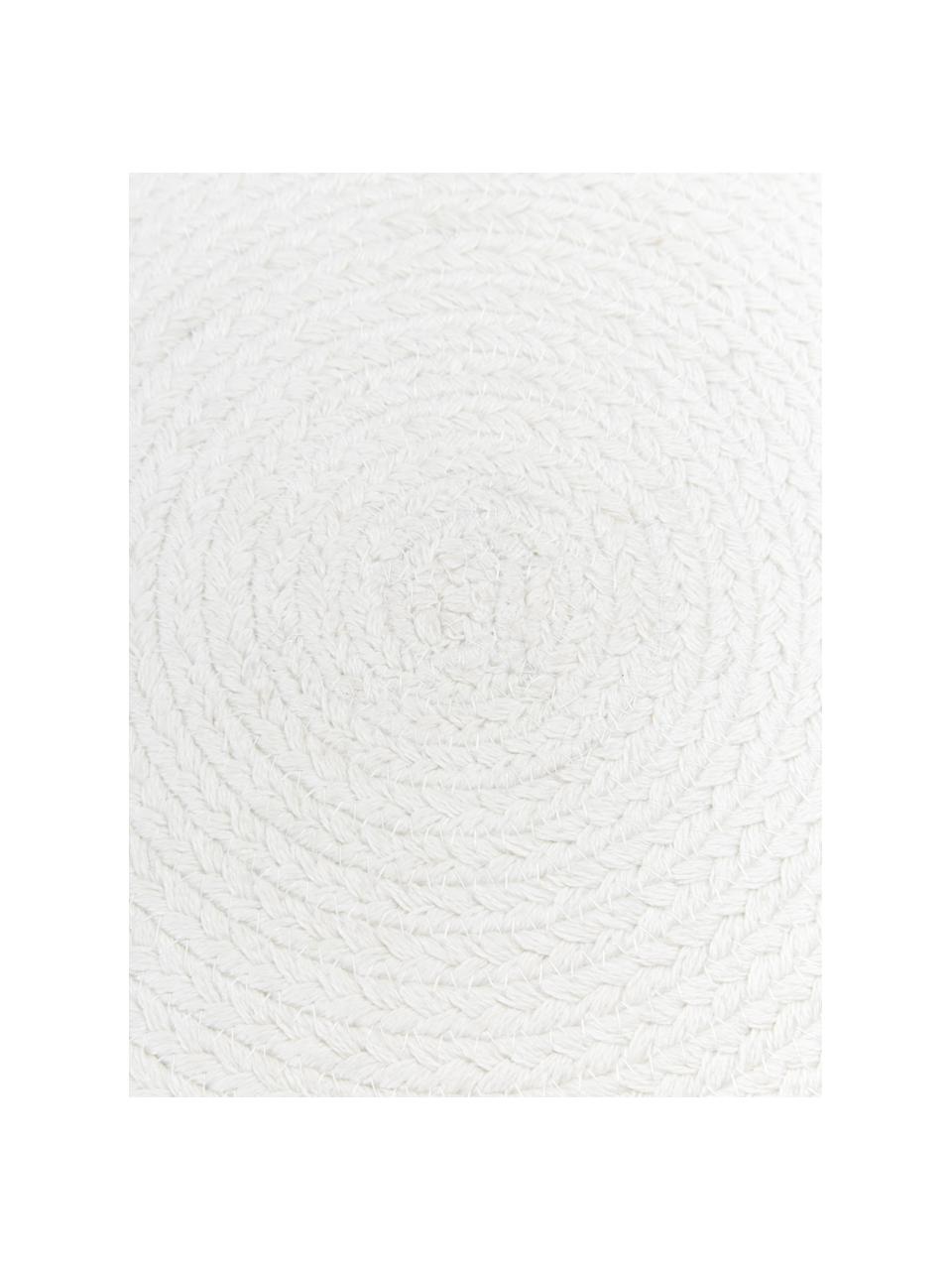 Cojín decorativo con pompones Deva, con relleno, Funda: 100% algodón, Blanco, Ø 40 cm