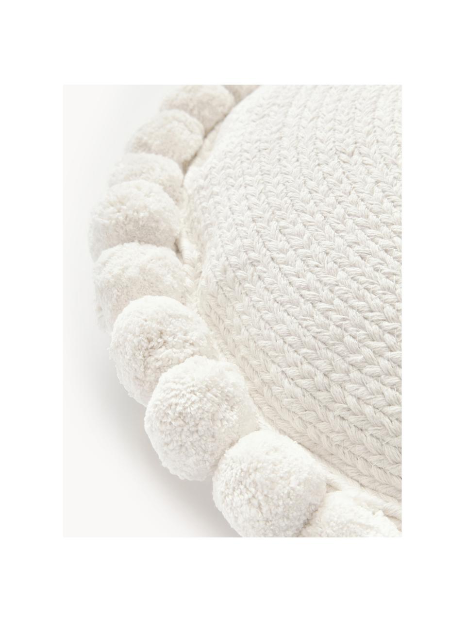 Dekokissen Deva mit Pompoms, mit Inlett, Off White, Ø 40 cm