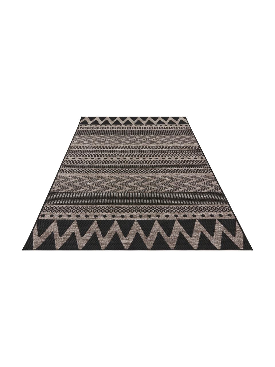 In- & outdoor vloerkleed Sidon met grafisch patroon, 100% polypropyleen, Beige, zwart, B 200 x L 290 cm (maat L)