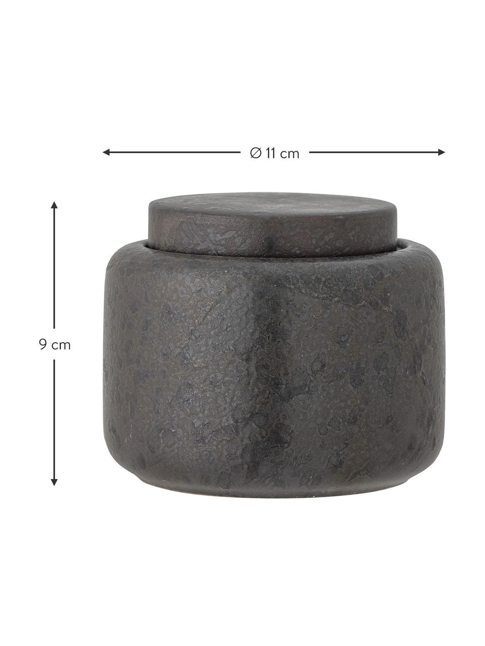 Petite boîte de rangement Chau, Grès cérame, Brun-noir avec traces d'usure intentionnelles, Ø 11 x haut. 9 cm