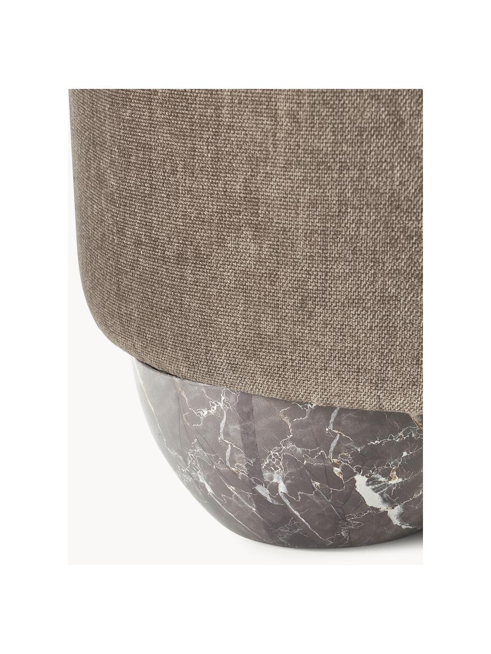 Taburete tapizado Lino, Tapizado: 100% poliéster Alta resis, Estructura: tablero de fibras de dens, Patas: metal cubierto, Tejido gris pardo, Ø 46 x Al 45 cm