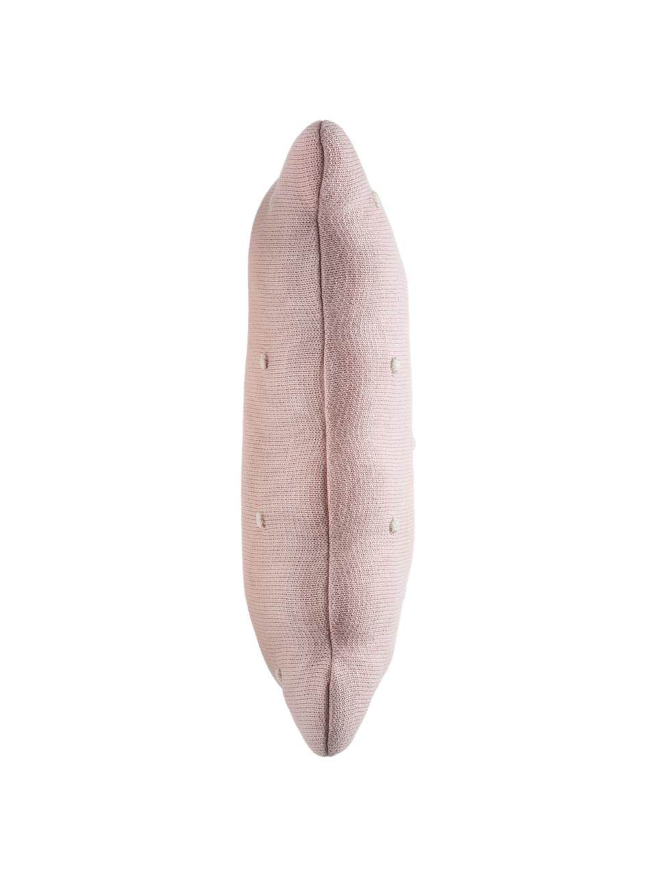 Ručně vyrobený měkký bavlněný polštář Biscuit, Světle růžová, tlumeně bílá, Š 25 cm, D 35 cm