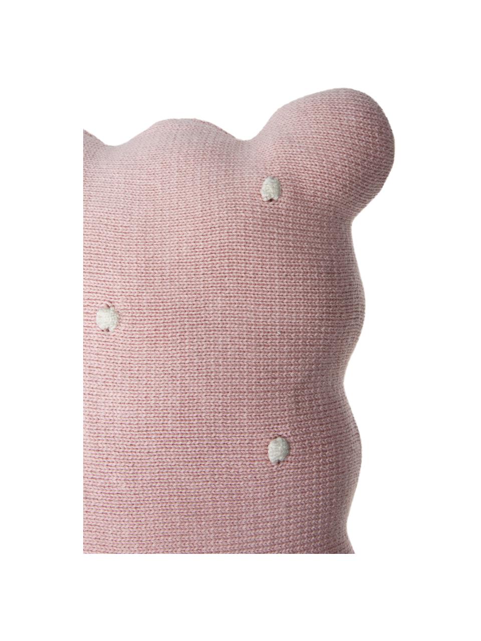 Cojín peluche artesanal de algodón Biscuit, Funda: 100% algodón, Rosa pálido, Off White, An 25 x Al 35 cm