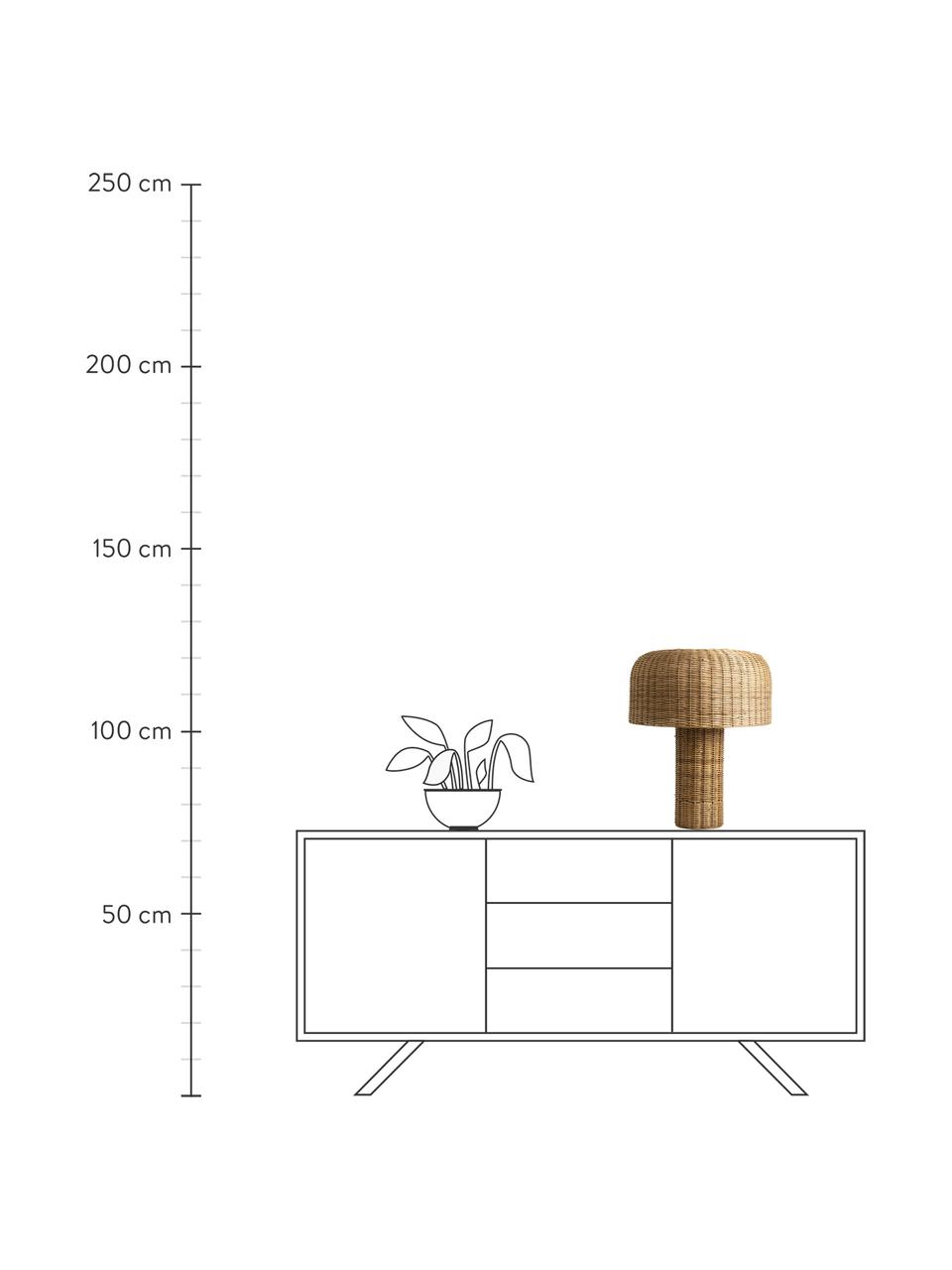 Lámpara de mesa de ratán Atum, Pantalla: ratán, Cable: plástico, Marrón, Ø 40 x Al 50 cm