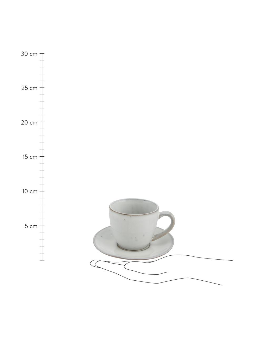 Tasse avec sous-tasse artisanale Nordic Sand, Grès cérame, Tons gris et beiges, Ø 8 x haut. 7 cm, 150 ml