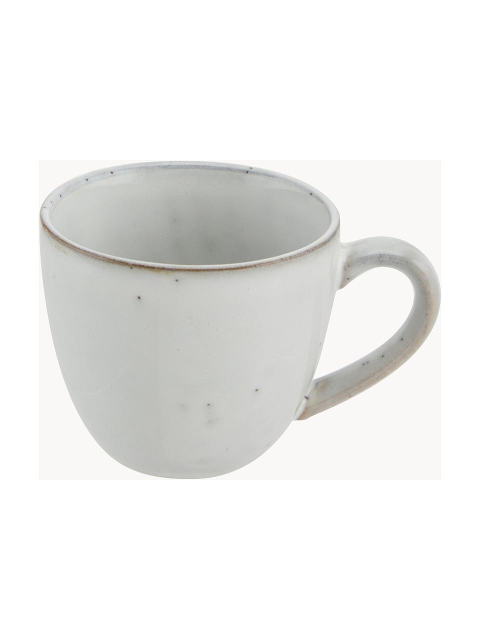 Handgemachte Kaffeetasse Nordic Sand mit Untertasse, Steingut, Hellgrau, gesprenkelt, Ø 8 x H 7 cm, 150 ml