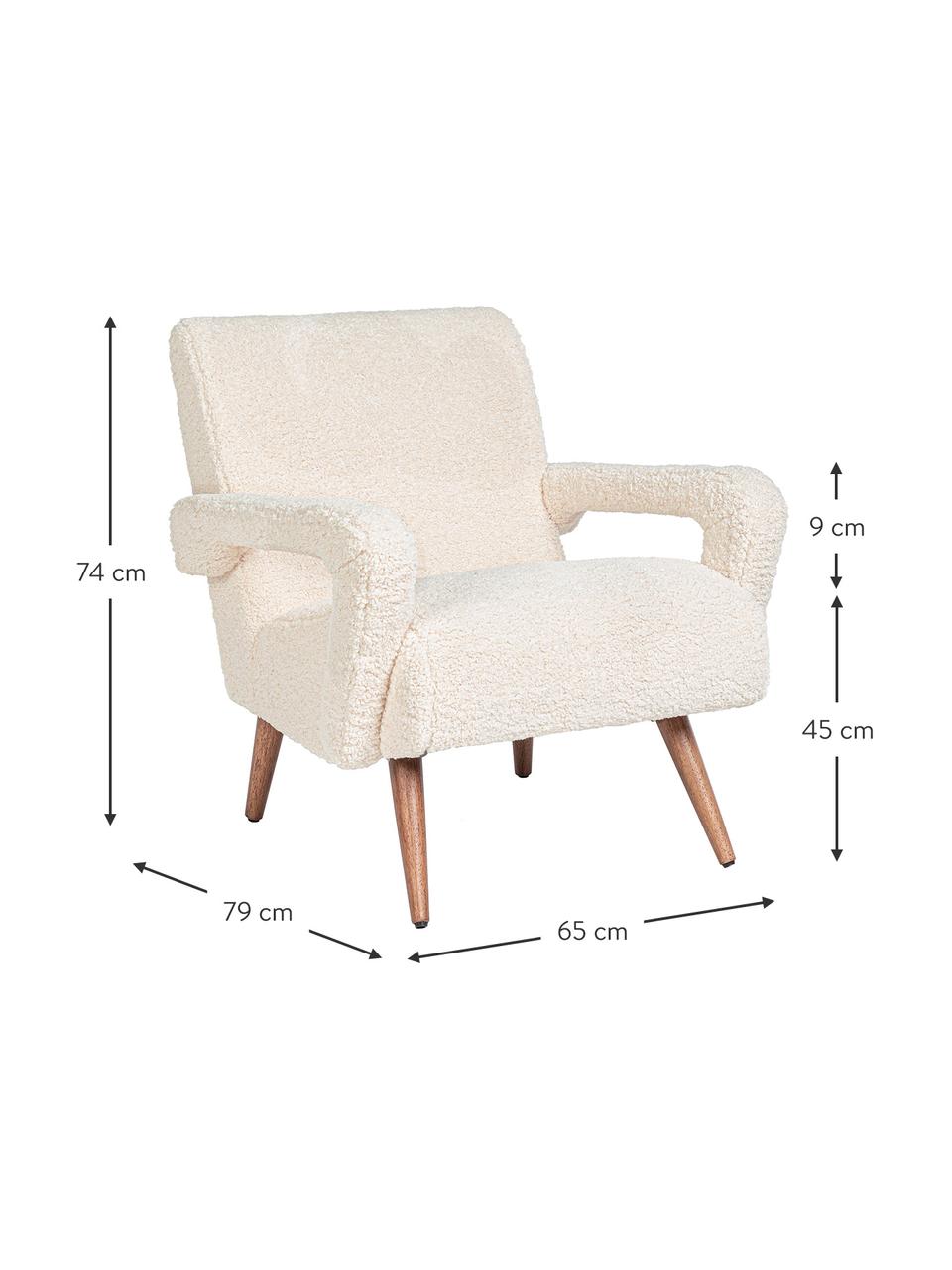 Plyšové křeslo Berna, Krémově bílá, Š 65 cm, H 79 cm