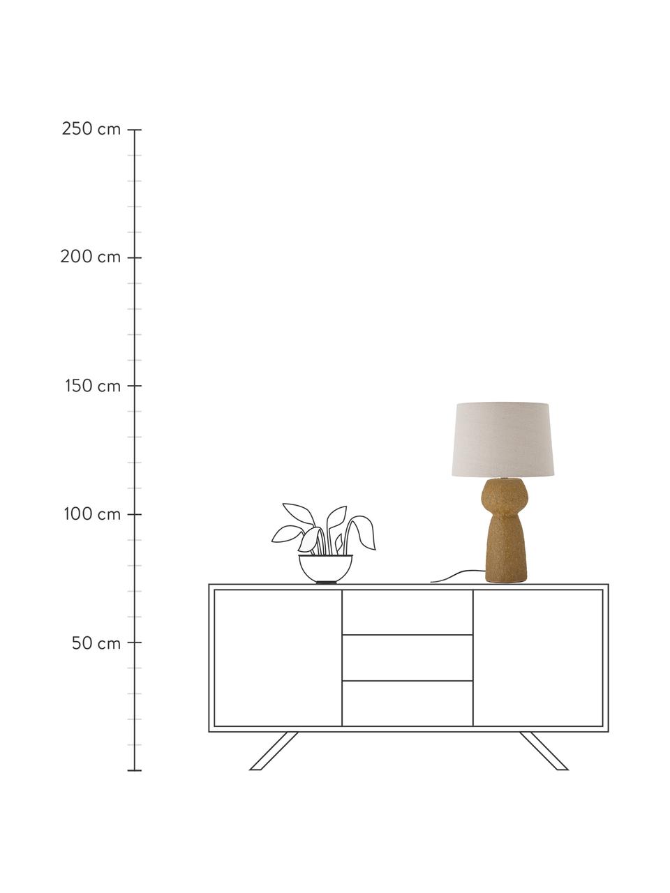 Grosse Tischlampe Lavin aus Steingut, Lampenschirm: Baumwolle, Gelb, Weiss, Ø 41 x H 71 cm