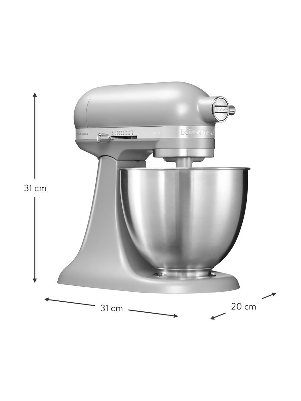 Küchenmaschine Artisan Mini in Grau, Gehäuse: Zinkdruckguss, Schüssel: Edelstahl, Grau, matt, B 31 x H 31 cm