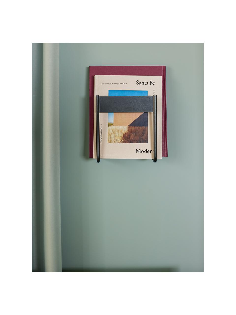Wand-Zeitschriftenhalter InBetween aus Metall, Metall, beschichtet, Schwarz, B 19 x T 12 cm