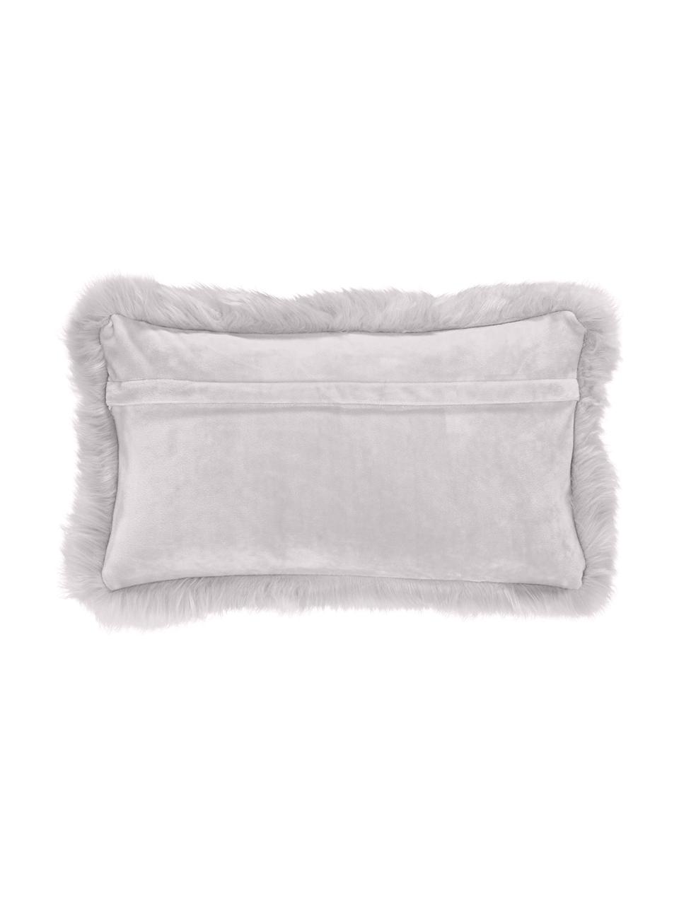 Housse de coussin rectangulaire imitation fourrure Mathilde, Gris clair, larg. 30 x long. 50 cm