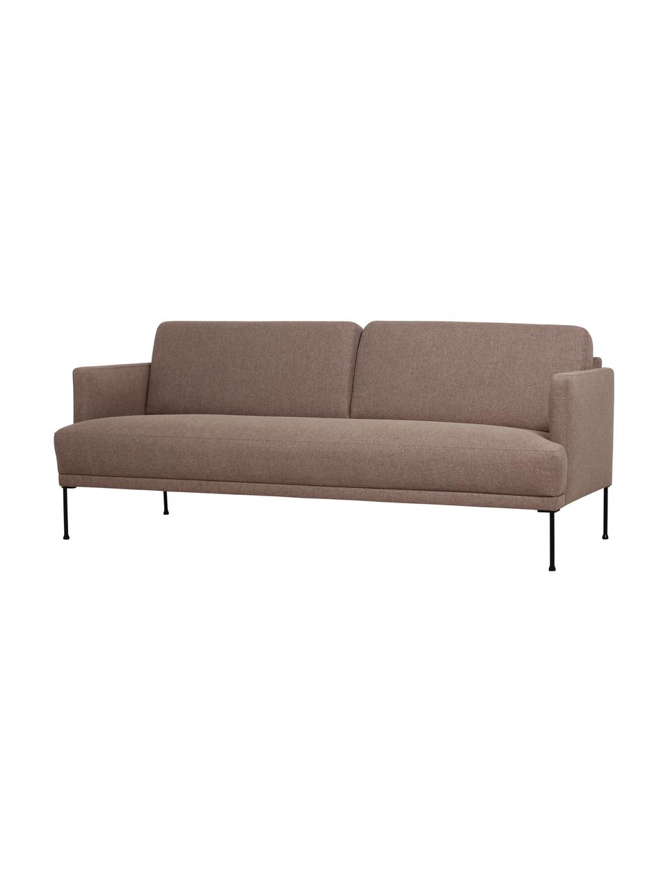 Divano 3 posti con piedini in metallo Fluente, Rivestimento: 100% poliestere 115.000 c, Struttura: legno di pino massiccio, , Piedini: metallo verniciato a polv, Tessuto marrone, Larg. 196 x Alt. 85 cm
