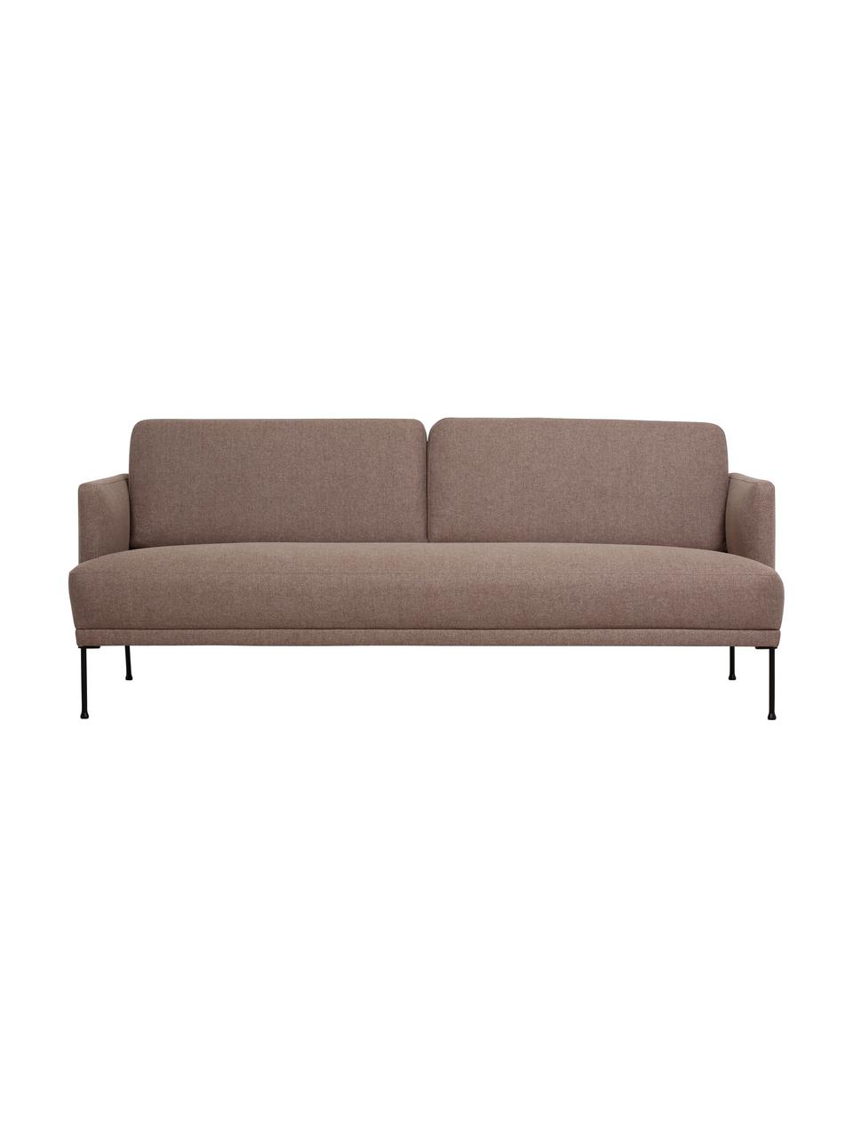 Bank Fluente (3-zits) met metalen poten, Bekleding: 100% polyester., Frame: massief grenenhout, FSC®-, Poten: gepoedercoat metaal., Geweven stof bruin, B 196 x D 85 cm