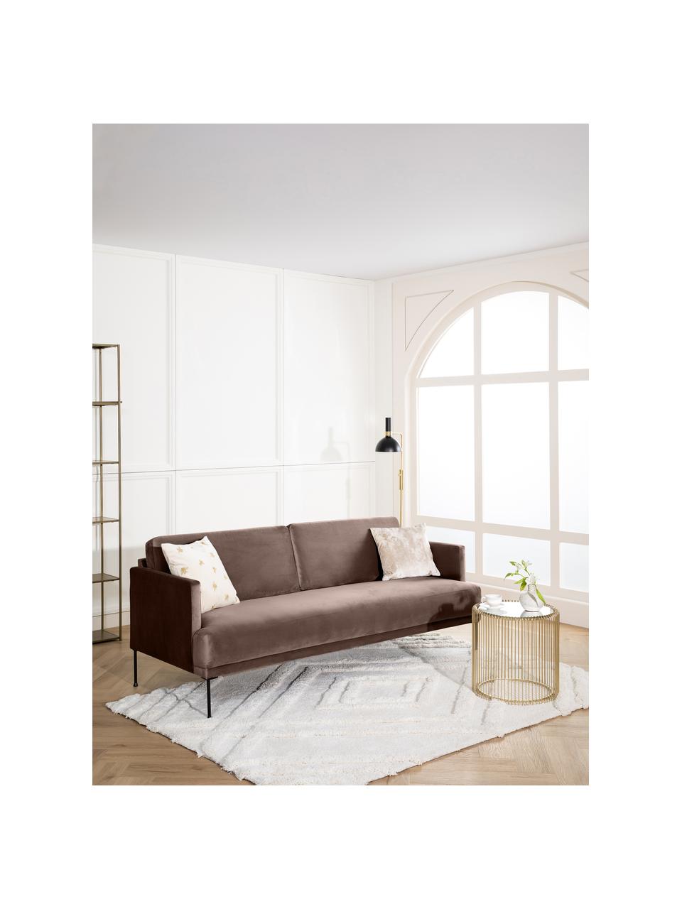 Pohovka s kovovými nohami Moby, (3místná), Hnědá, Š 196 cm, H 85 cm