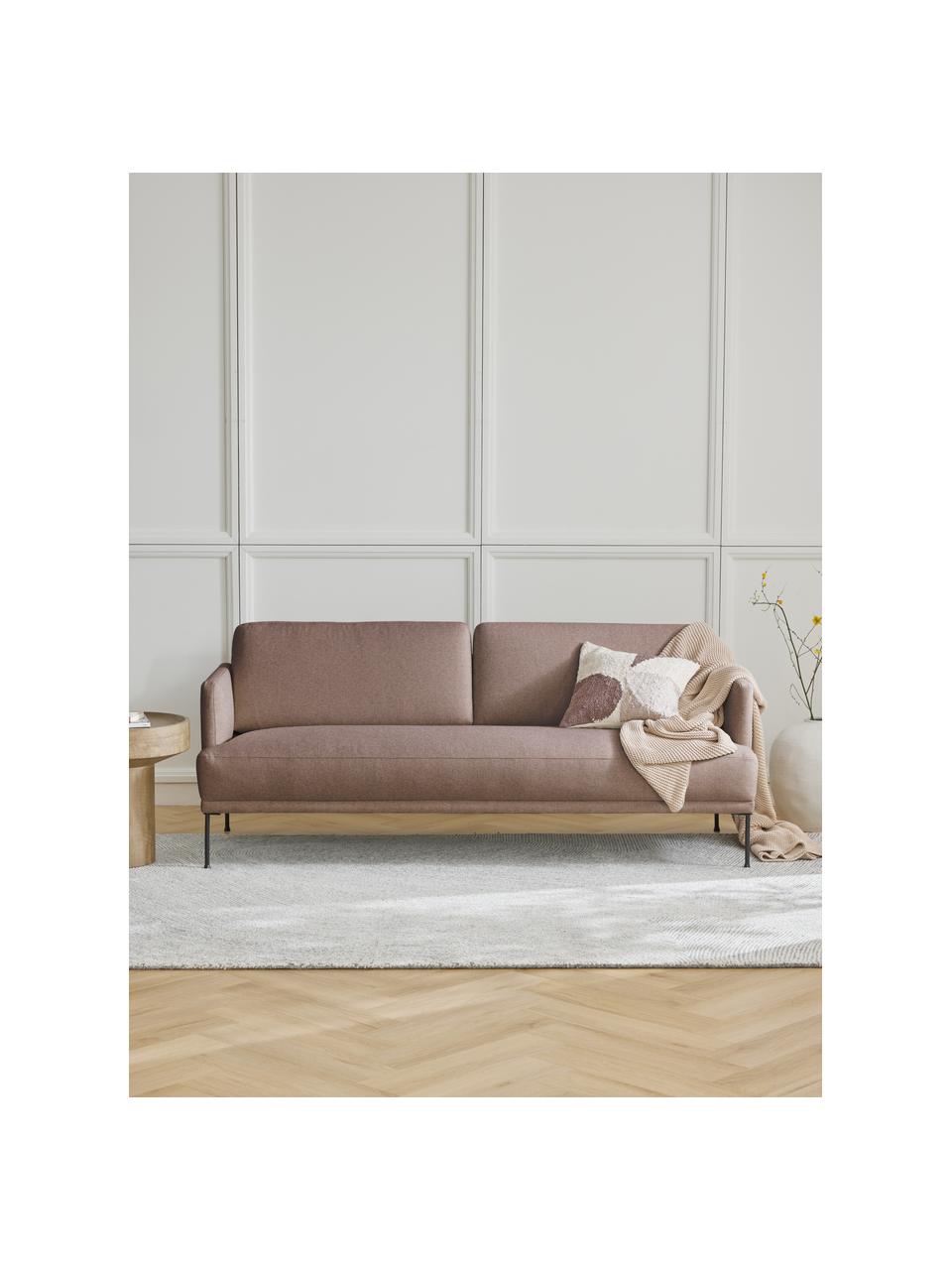 Sofa Fluente (3-Sitzer), Bezug: 100% Polyester 115.000 Sc, Gestell: Massives Kiefernholz, Füße: Metall, pulverbeschichtet, Webstoff Taupe, B 196 x T 85 cm
