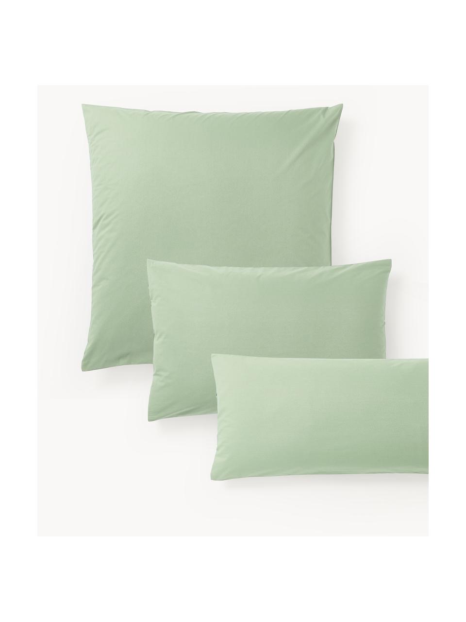 Funda de almohada de percal Elsie, Verde salvia, An 45 x L 110 cm