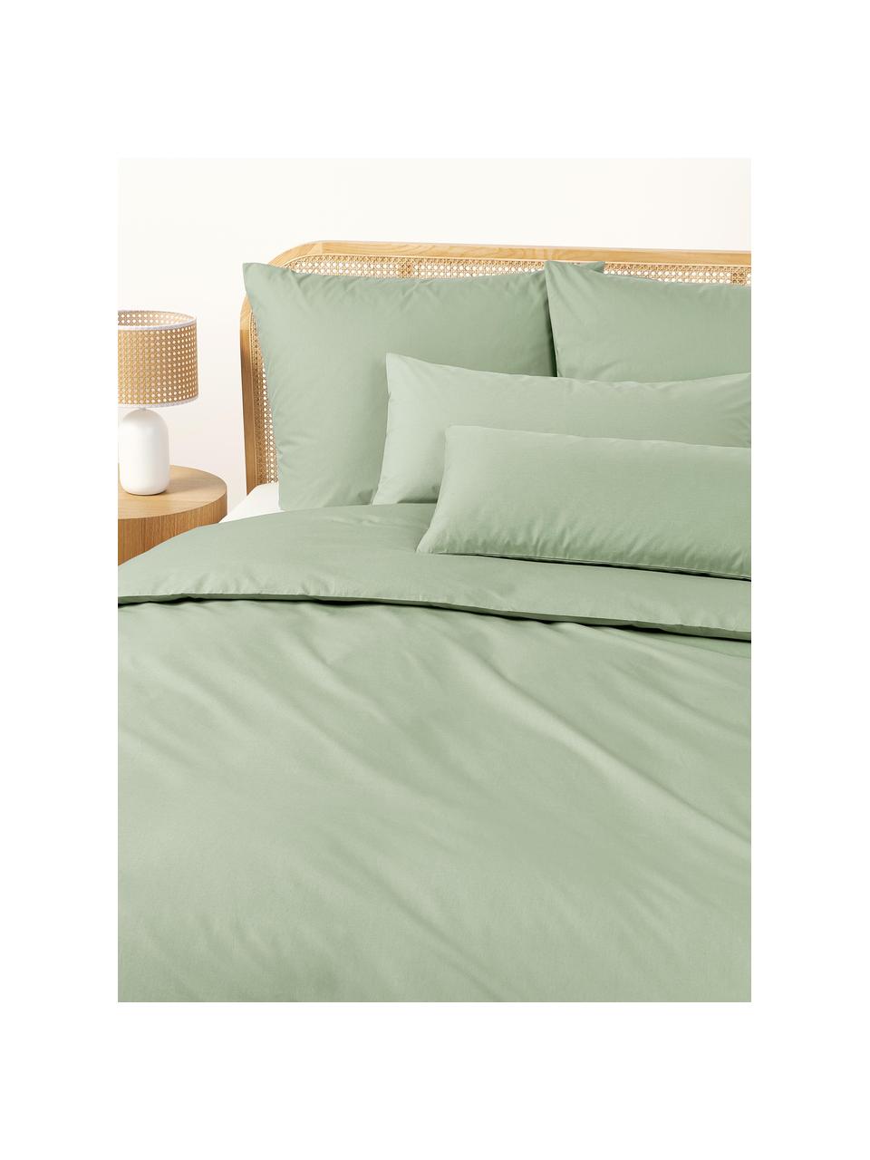 Funda de almohada de percal Elsie, Verde salvia, An 45 x L 110 cm