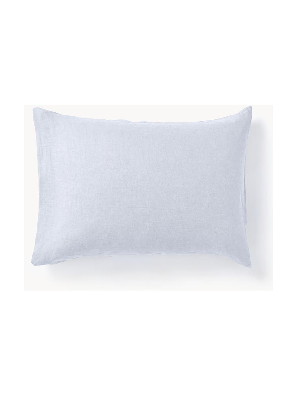 Taie d'oreiller en lin délavé Airy, 100 % pur lin
Densité 110 fils par pouce carré, qualité standard

Le lin est une fibre naturelle qui se caractérise par sa respirabilité, sa résistance et sa douceur. Le lin est un matériau rafraîchissant et absorbant qui absorbe et évacue rapidement l'humidité, ce qui le rend idéal pour les températures chaudes.

Le matériau est certifié STANDARD 100 OEKO-TEX®, 15.HIN.65948, HOHENSTEIN HTTI, Bleu ciel, larg. 50 x long. 70 cm