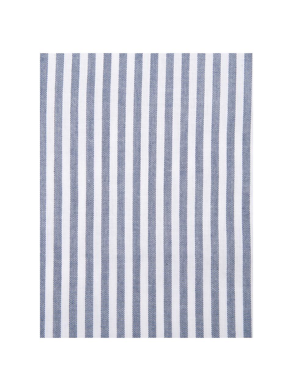 Housse de couette à fines rayures Ellie, Blanc, bleu foncé, larg. 200 x long. 200 cm
