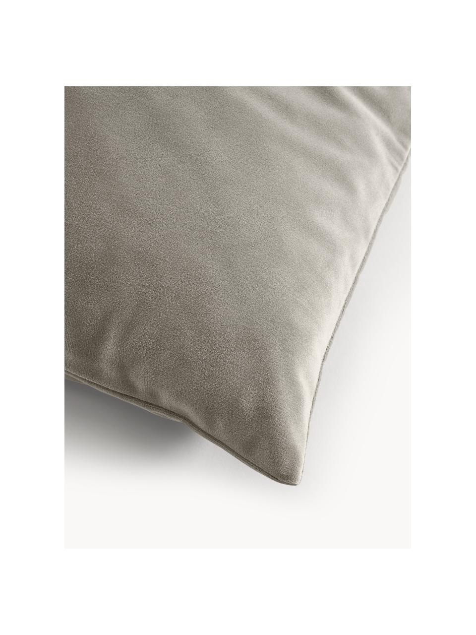 Fluwelen kussenhoezen Rush, 2 stuks, 100% polyester (gerecycled), GRS-gecertificeerd, Grijs, B 45 x L 45 cm