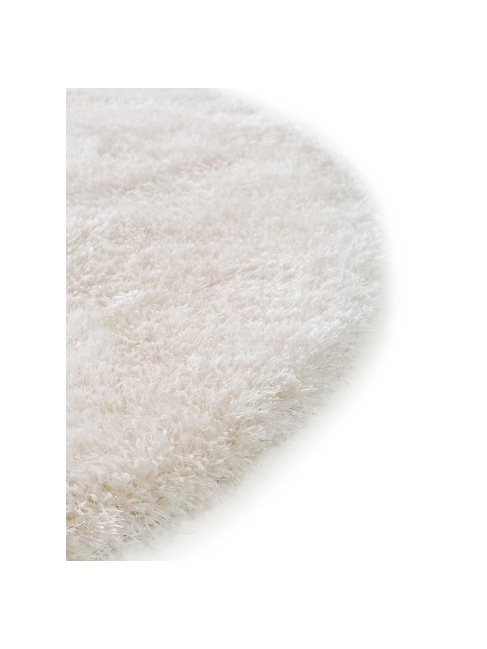 Okrągły dywan z wysokim stosem i połyskiem Lea, Biały, Ø 200 cm (Rozmiar L)