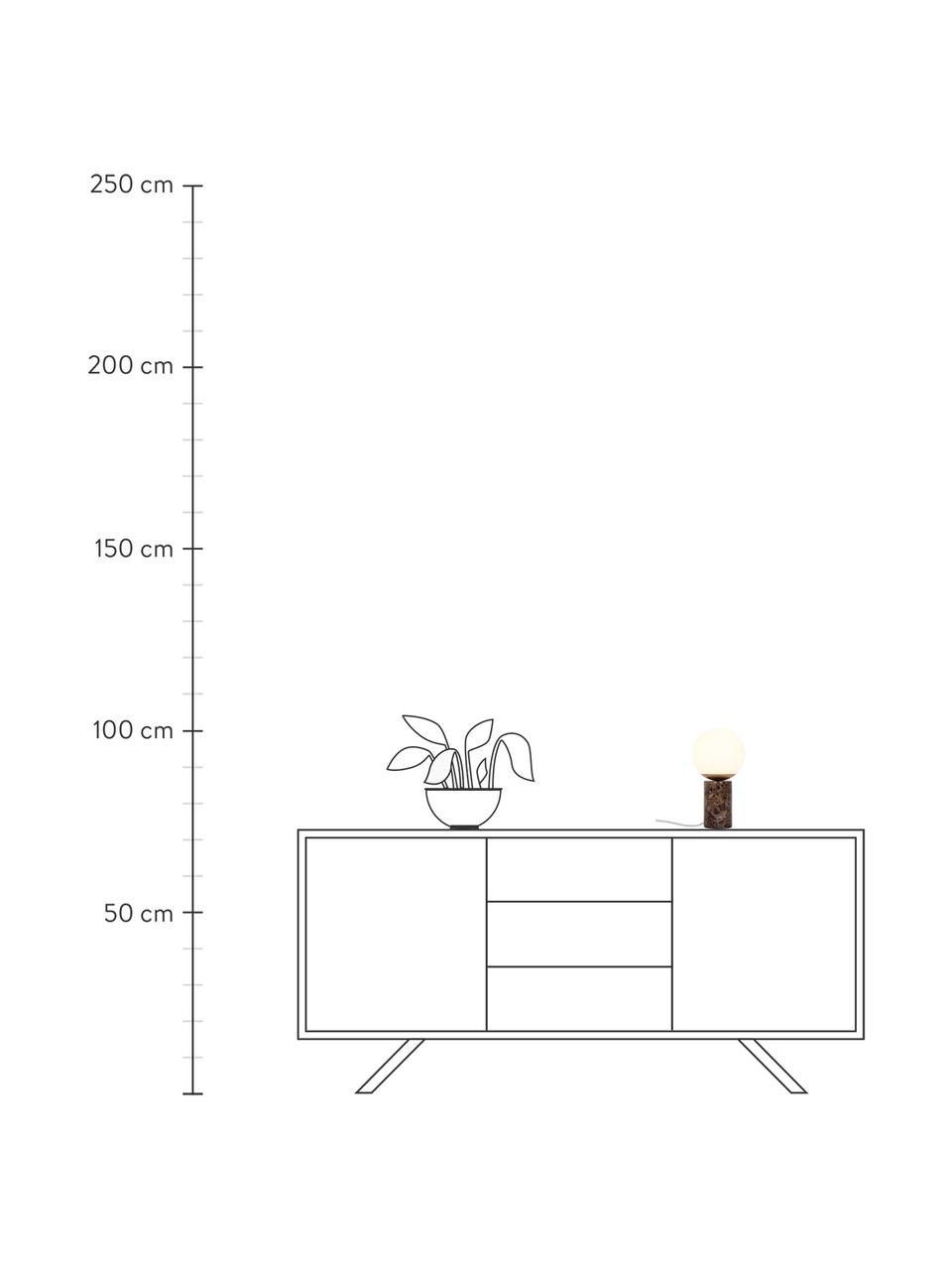 Kleine Tischlampe Lilly mit Marmorfuß, Lampenschirm: Glas, Lampenfuß: Marmor, Cremeweiß, Braun, marmoriert, Ø 15 x H 29 cm