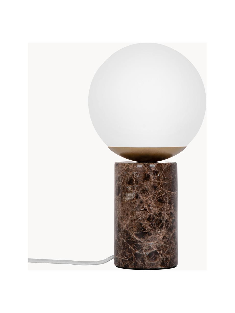 Lampa stołowa z marmurową podstawą Lilly, Biały, brązowy, marmurowy, Ø 15 x W 29 cm