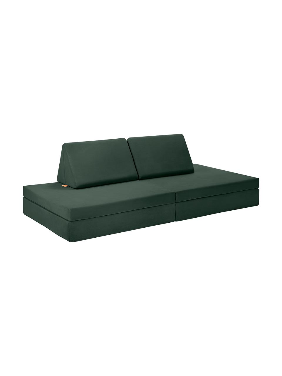 Sofá infantil moduar de juegos artesanal de terciopelo Mila, Tapizado: terciopelo (100% poliéste, Terciopelo verde oscuro, An 168 x F 84 cm