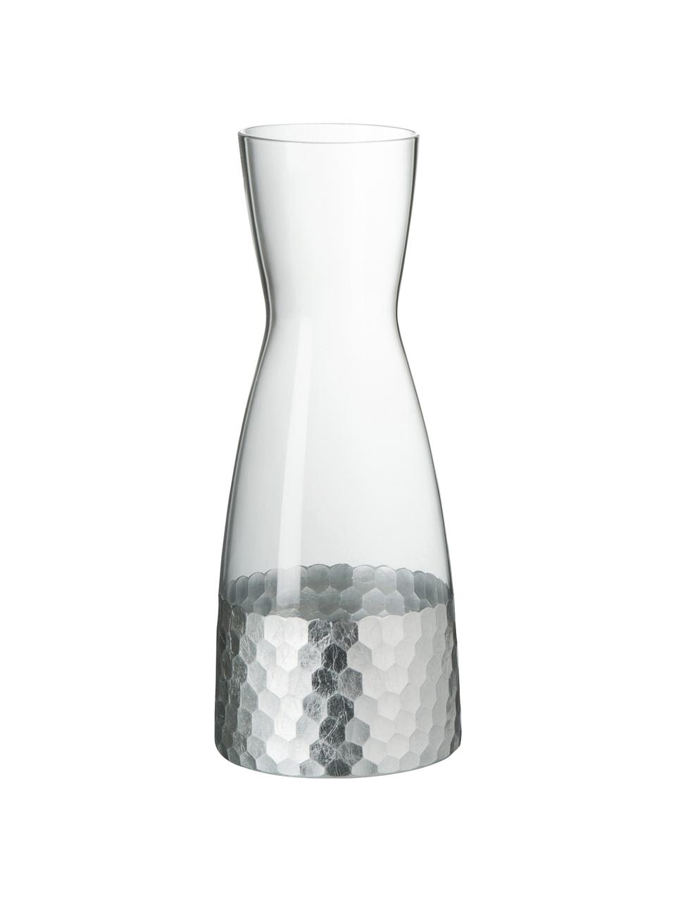 Karaf Wasp met gehamerd edelstaal 1,1 L, Glas, Transparant, zilvergrijskleurig, H 26 cm