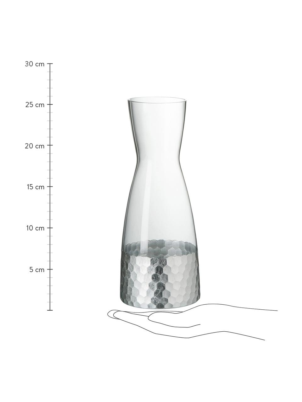 Karaf Wasp met gehamerd edelstaal 1,1 L, Glas, Transparant, zilvergrijskleurig, H 26 cm