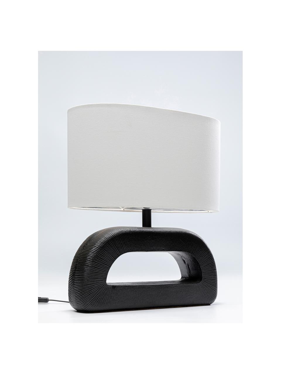 Lampada da tavolo a tubo grande Tube, fatta a mano, Paralume: cotone, poliestere, Nero, bianco, argentato, Larg. 46 x Alt. 52 cm