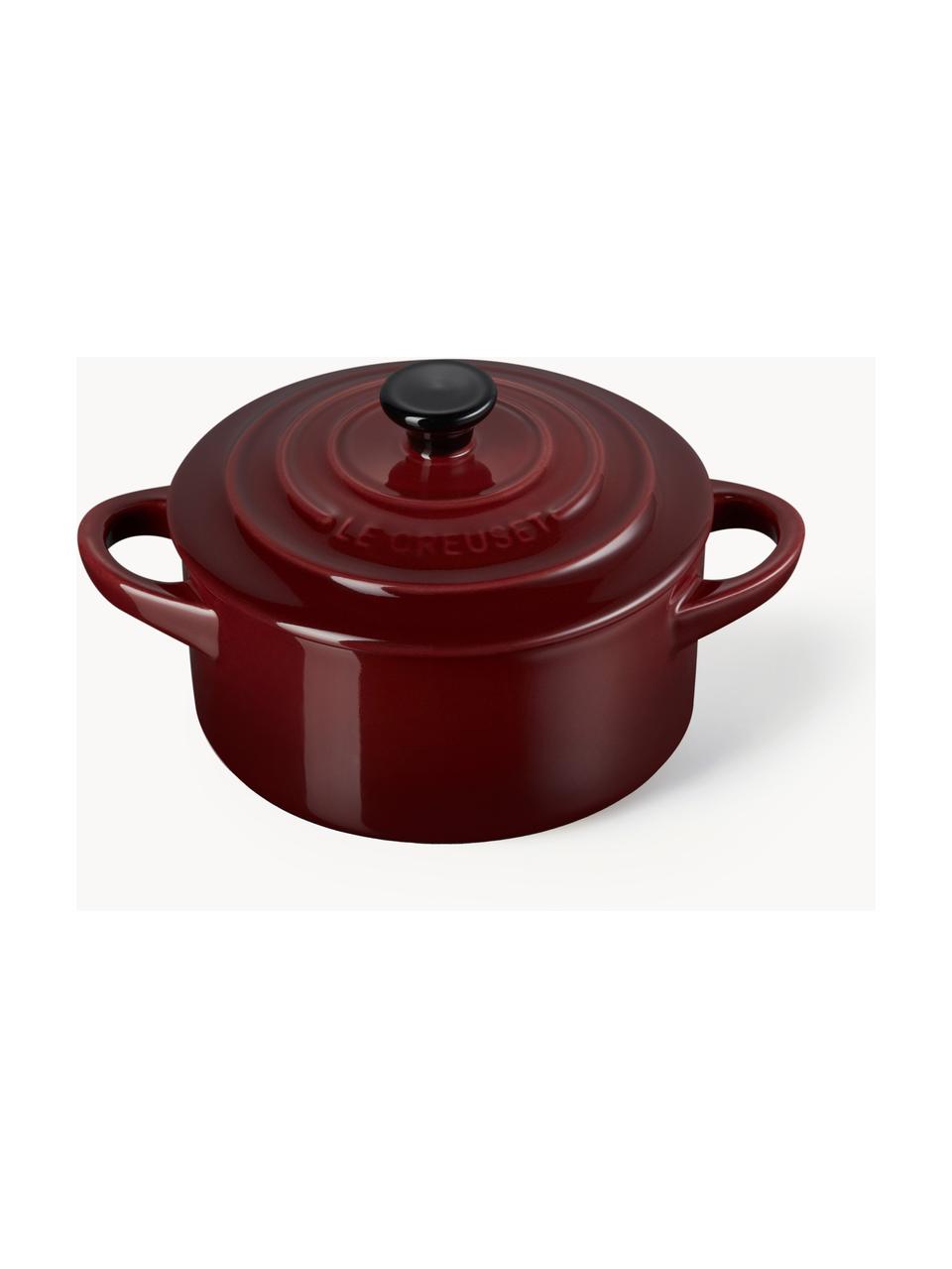 Garnek z pokrywką Cocotte Mini, Kamionka, Bordowy, czarny, Ø 10 x W 8 cm, 250 ml