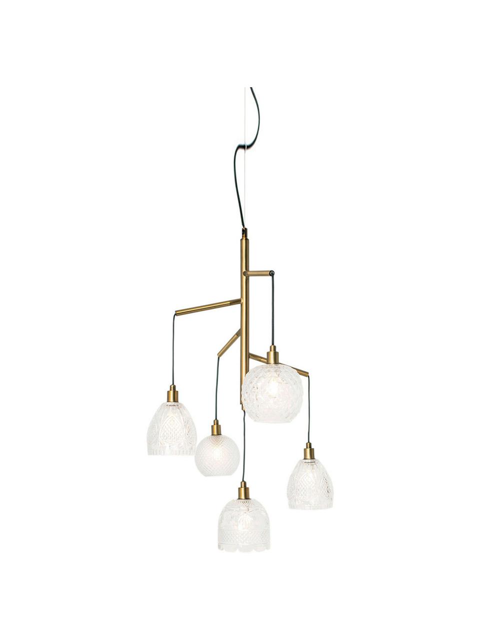 Lampada a sospensione Crystal, Paralume: vetro, Ottone, trasparente, nero, Ø 53 x Alt. 80 cm