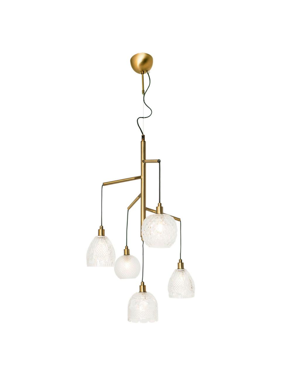 Hanglamp Crystal, Lampenkap: glas, Messing, transparant, zwart, Ø 53 cm