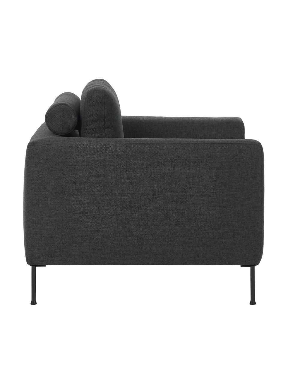 Sofa fauteuil Cucita, Bekleding: geweven stof (100% polyes, Frame: massief grenen, FSC-gecer, Poten: gelakt metaal, Geweven stof antraciet, B 98 x D 94 cm