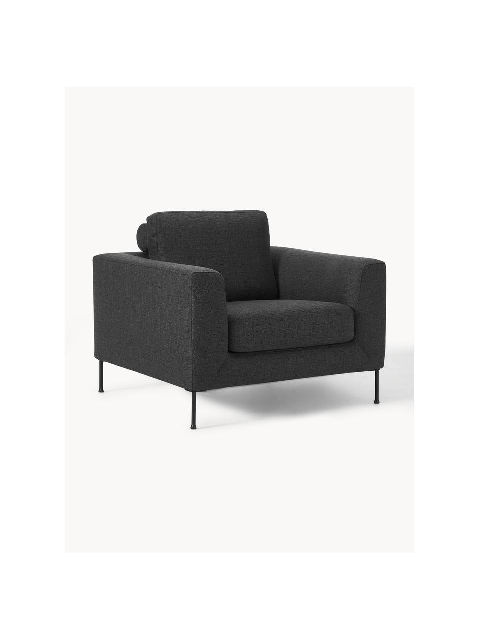 Fauteuil lounge Cucita, Tissu anthracite, larg. 98 x prof. 94 cm