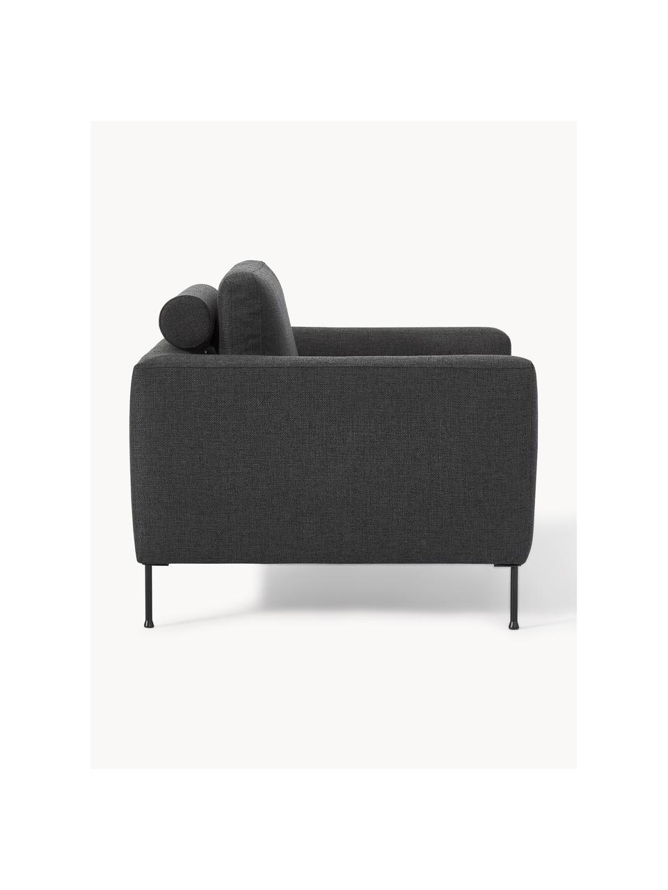 Fauteuil lounge Cucita, Tissu anthracite, larg. 98 x prof. 94 cm