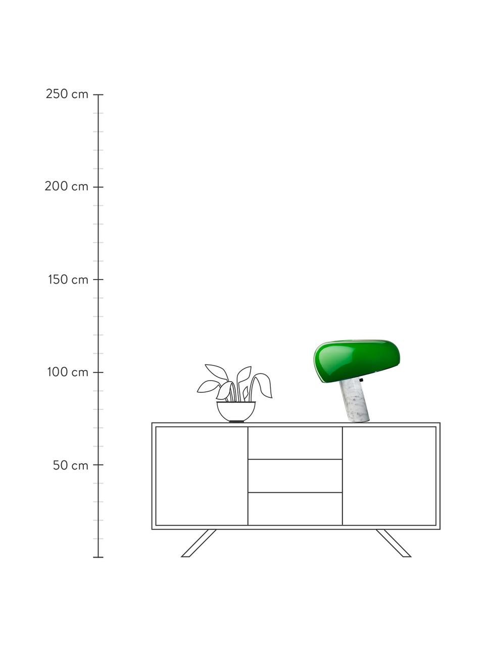 Lampa stołowa z marmuru z funkcją przyciemniania Snoopy, Stelaż: marmur, Ciemny zielony, biały, marmurowy, Ø 47 x W 47 cm