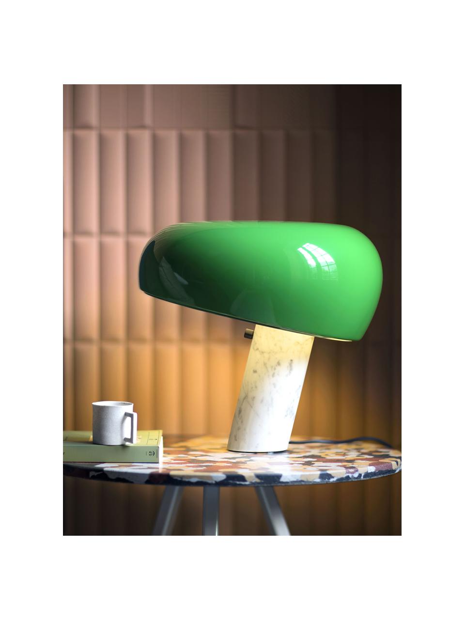 Dimbare tafellamp Snoopy van marmer, Lampenkap: gecoat metaal, Groen, wit gemarmerd, Ø 47 x H 47 cm