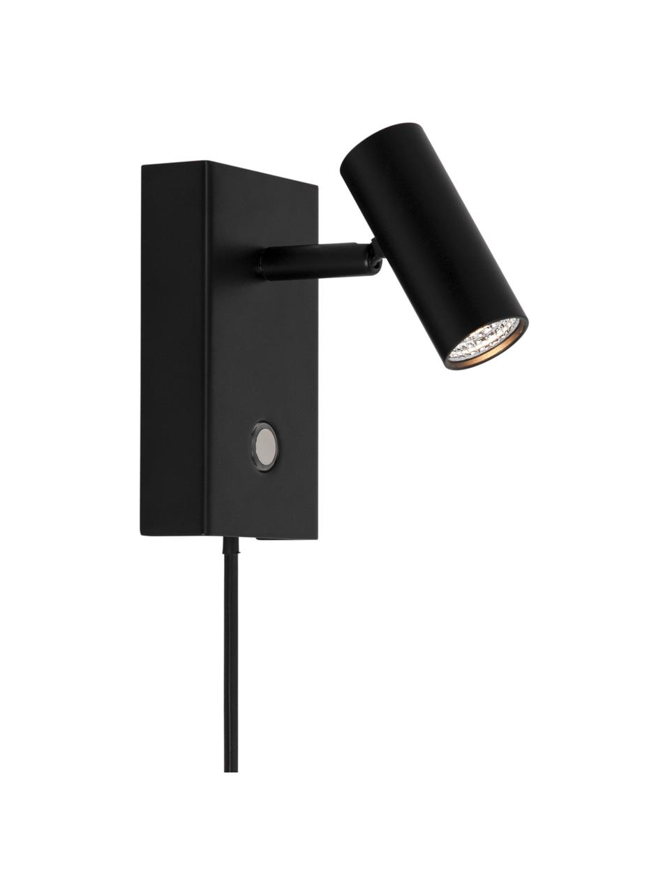 Aplique pequeño LED regulable Omari, con enchufe, Pantalla: metal recubierto, Anclaje: metal recubierto, Cable: plástico, Negro, An 7 x Al 12 cm
