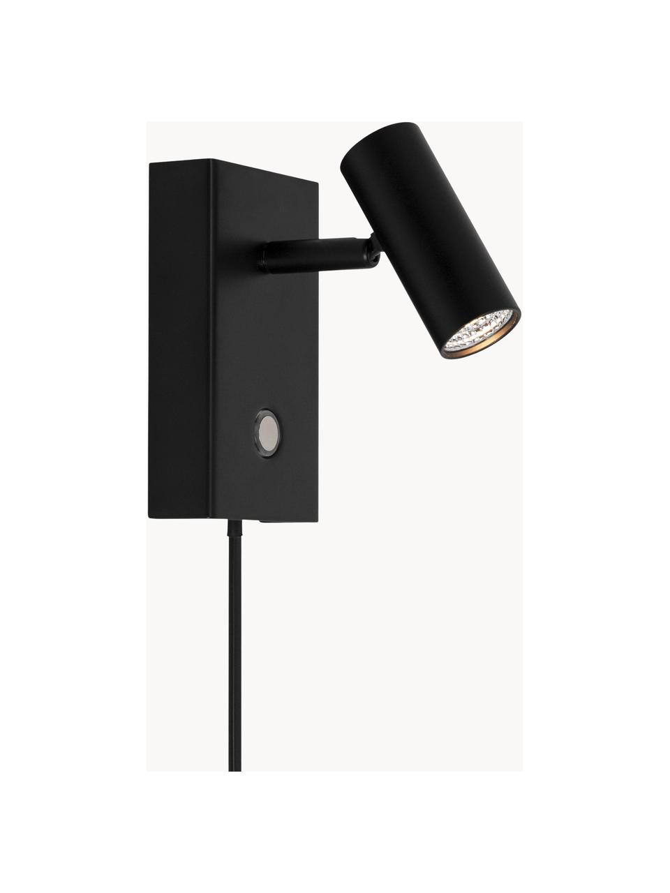 Kleine dimmbare LED-Wandleuchte Omari mit Stecker, Lampenschirm: Metall, beschichtet, Schwarz, B 7 x H 12 cm