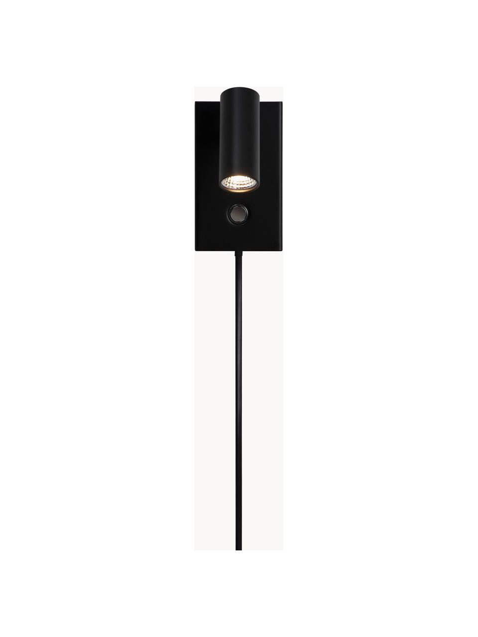 Kleine Dimmbare LED-Wandleuchte Omari mit Stecker, Lampenschirm: Metall, beschichtet, Schwarz, B 7 x H 12 cm