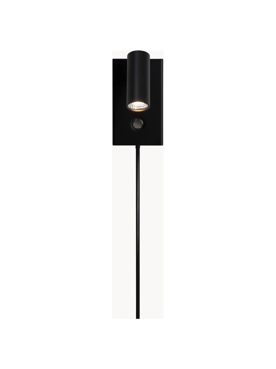 Kleine dimbare LED wandlamp Omari met stekker, Lampenkap: gecoat metaal, Zwart, B 7 x H 12 cm