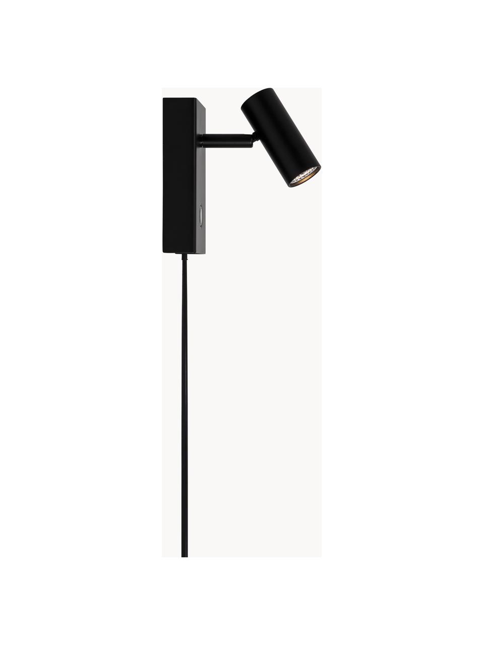 Kleine dimbare LED wandlamp Omari met stekker, Lampenkap: gecoat metaal, Zwart, B 7 x H 12 cm