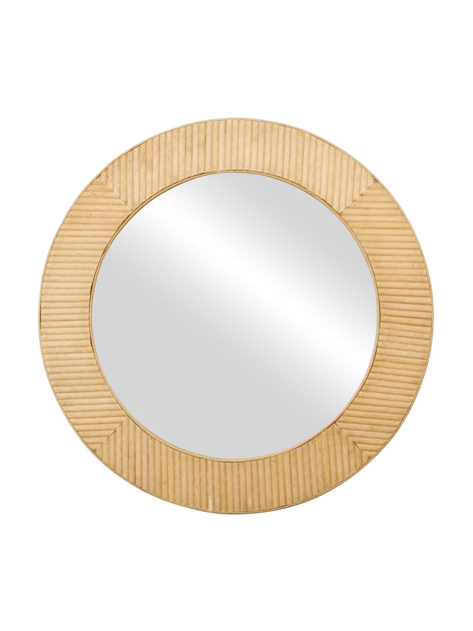 Okrągłe lustro ścienne z ramą z drewna bambusowego Solair, Drewno bambusowe, Ø 60 x G 2 cm
